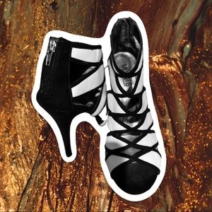Black and white cut out heels